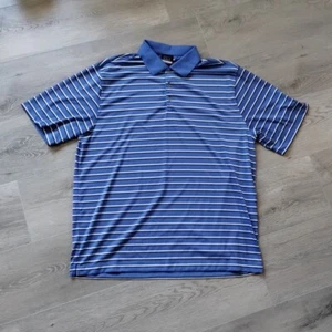 Nike Golf Polo XL Dri Fit Shirt blau weiß schwarz gestreift Stretch Performance - Bild 1 von 9