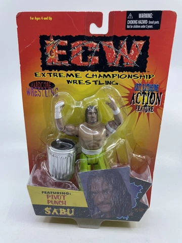 ECW 1999 SABU 1st SERIES OSFTM Wrestling Figure ON CARD With PIVOT PUNCH H2 Cover