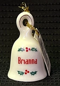 BRIANNA    Personalized Holly Berries White Porcelain Bell   1.75”x1”  GANZ  NWT - Picture 1 of 3