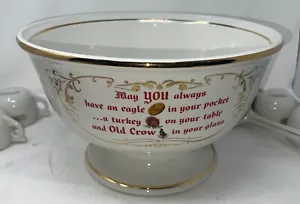 Alte Krähe Whisky Bowle Schale 10 Tassen Schöpfkelle Hall China - Bild 1 von 14