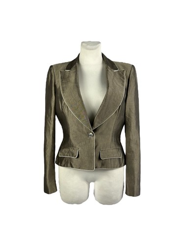 Giacca blazer vintage da donna Alexander McQueen in misto lino grigio taglia 44