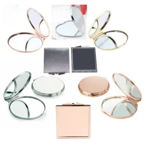 Double Sided Pocket Folding Shaped Mirror Compact Portable Handbag Makeup Mirror - Picture 1 of 23