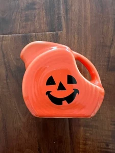 Fiesta ®️ Happy pumpkin Halloween Mini Disc Disk Pitcher Creamer POPPY Orange - Picture 1 of 4