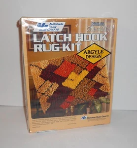 National Yarn Crafts LATCH HOOK RUG KIT - ARGYLE Design 20" x 27", Never Opened - Picture 1 of 4