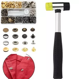 80 Sets 15mm Metal Snap Buttons Leather Snap Fasteners Kit with Rubber Hammer - Picture 1 of 16