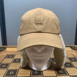 Woolrich Baseball Cap Hat Men Medium M Fleece Ear Flap Cover Beige - Picture 1 of 7