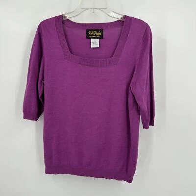 Bob Mackie Wearable Art Women Silk Blend Sweater Size L Square Neck Quiet Luxury - Image 1 of 4