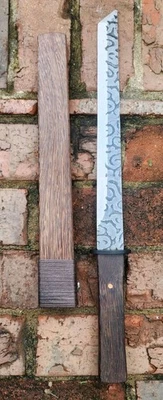 New 19" Japanese Tanto Fixed Blade Knife, 13" Fantasy Blade Steel Wood Handle - Image 1 of 4