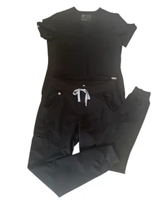 Figs Technical Collection Set Lot Small Black Cargo Top Bottoms 2 Piece - Bild 1 von 8