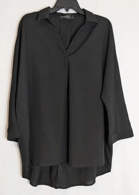 Blusa Pullover Top ZANZEA Negra Manga 3/4 Cuello en V; Talla 4XL Foto 1 de 4