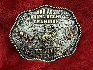 Rodeo☆1997☆Bronc Riding X-TREME Champion Trophy Buckle☆Helotes Texas☆Rare☆827 - Picture 1 of 14