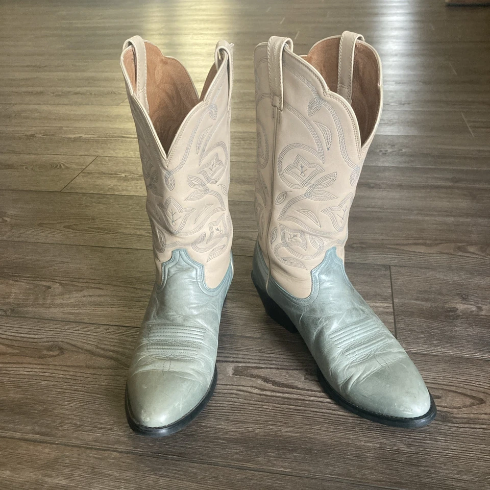Botas vaqueras vaqueras de colección Ariat para mujer 2 tonos tostadas naturales/verdes menta punta en R -10B Foto 1 de 4