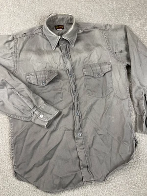 Camisa Big Smith Vintage Años 40 Pequeña Gris Sarga Sanforizada Abotonada Envejecida Foto 1 de 4