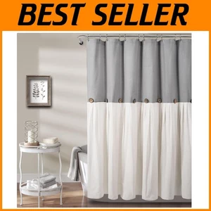 Extra Long Gray Shower Curtain - Farmhouse Bathroom Decor - Picture 1 of 10