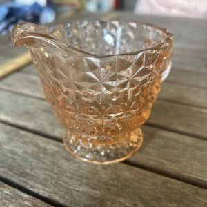 Vintage Jeannette Windsor Pink Depression Glass Creamer Diamond Geometric Raised - Picture 1 of 8
