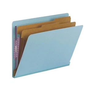Smead Heavy Duty Blue End Tab File Folders With Safeshield Fasteners 10 Pack - Picture 1 of 7