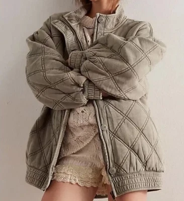 Chaqueta acolchada Free People Juno bombardero de gran tamaño con cremallera de algodón XS NUEVA CON ETIQUETAS Foto 1 de 4