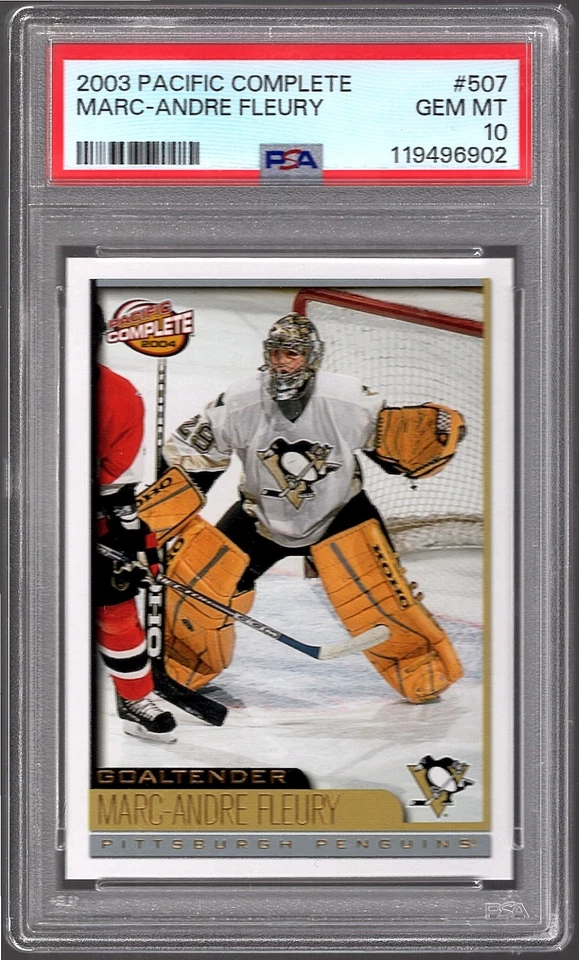 MARC-ANDRE FLEURY 2003-04 Pacific Complete Rookie #507 Pittsburgh RC PSA 10 - Image 1 of 2