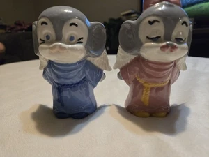 VINTAGE PAAR KERAMIK KÜSSENDER ENGEL MÄUSE FIGUREN HANDBEMALT - Bild 1 von 5