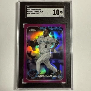2024 Topps Chrome Pink Refractor Jazz Chisholm Jr SGC 10 Wil - Picture 1 of 2