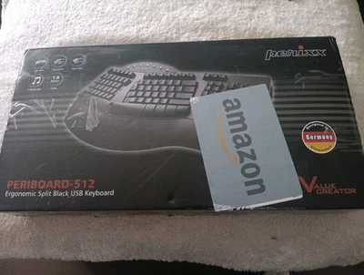 Perixx Periboard-512 Ergonomic Split Keyboard Natural Design Black Bulky Size - Image 1 of 4