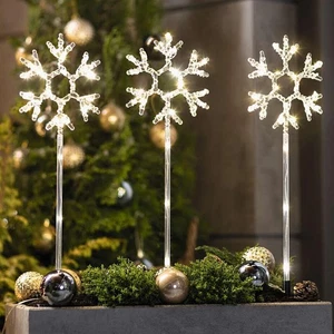 LED Garten Stecker "Schneeflocke" Ø 15 cm + Stab 50 cm, Weihnachts Blumen Deko - Bild 1 von 4