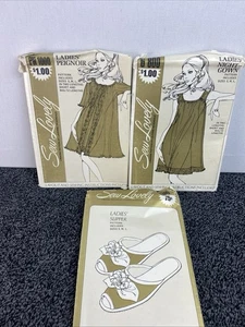 3 Nähen schöne Dessous Muster um 1970 ungeschnitten Damen Nachthemd, Peignoir S, M, L - Bild 1 von 13