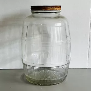 Vintage Pickle Jar Glass Barrel 3 Gallon Owens Illinois W/ Lid - Picture 1 of 9
