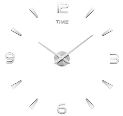 Aililife 3D DIY Wall Clock Sticker Mirror Frameless Large (Silver) - image 1 of 4