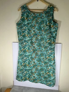 Vintage 1970s Dress Green Floral Size Hip 42” Bust 40” Anlaby Fashions Flaw* - Picture 1 of 5
