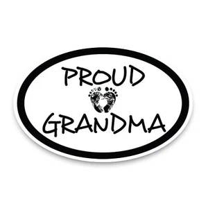 Proud Grandma Black and White Oval Magnet Decal, 4x6 Inches, Automotive Magnet - Picture 1 of 7