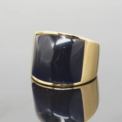 不锈钢镀金戒指男士棕色石带婚礼礼物 — 第 1/4 张图片