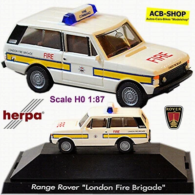 Land Rover Range Rover Classic 1970-96 Londra Fire Brigade 1:87 Herpa 100953 - Immagine 1 di 4