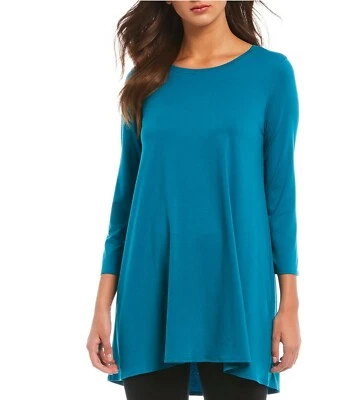 NWT Eileen Fisher Sz XXS Jasper Fine Jersey Crew Neck Tunic 3/4 Sleeves $158 - Image 1 of 4