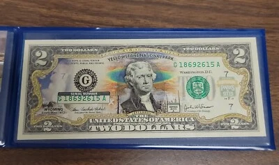Yellowstone National Park Wyoming Commemorative Bank Note on Modern $2 Note  - Image 1 of 3