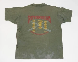 T-shirt vintage Rotorhead Tour homme taille XL vert délavé point unique Woodstock - Photo 1/15