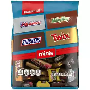 SNICKERS,TWIX MORE MINI CHOC CANDIES VARIETY PACK 8.31oz BAG - PACK OF 3 - Picture 1 of 1