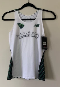 NEW WITH TAGS NEW BALANCE SMALL FITTED RACERBACK TANK WHITE BLACK GREEN - Picture 1 of 4