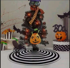 Christmas or Halloween Black and White Tree Skirt Ring Decor NEW Beatlejuice - Picture 1 of 11