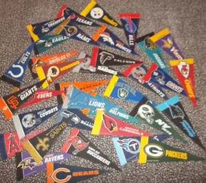 33 NFL Football Teams Mini Pennants Flag Banner, Rico/Tag Express 9"x 4" 2 MLB - Picture 1 of 12