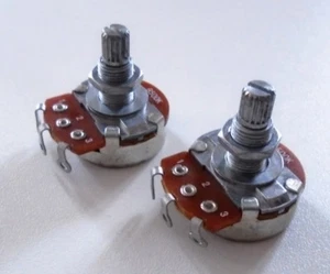 2 POTENTIOMETRES B500k SPLIT SHAFT (lineaire) - filetage 10mm - pour guitares - Bild 1 von 5