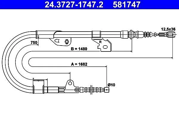 Cable de freno de estacionamiento ATE para Nissan Almera I 36530-0N600 Foto 1 de 1