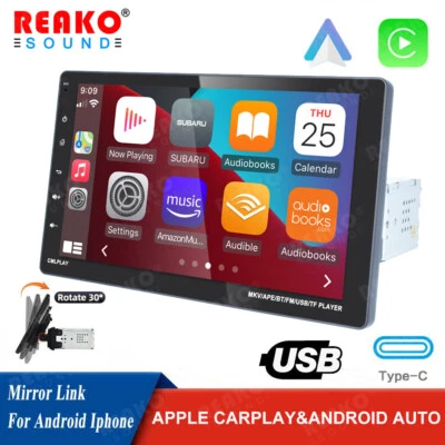 9" Single Din For Apple/Android Carplay Car Stereo Radio Touch Screen Bluetooth - Image 1 of 4