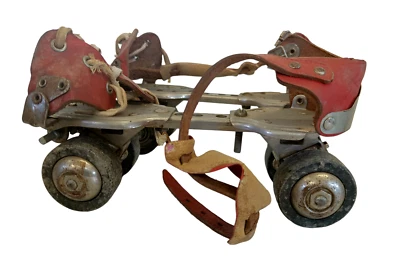 Vintage Rollschuhe Leder verstellbar rot Roller Skates Retro Made in Germany - Bild 1 von 4