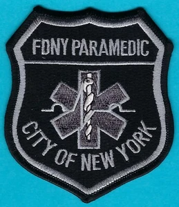 FIRE DEPARTMENT NEW YORK PARAMEDIC PATCH BLACK-GRAY - Picture 1 of 1