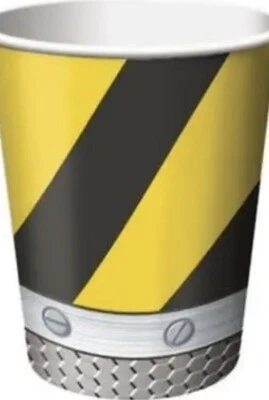 Construction Zone 9 oz Hot/Cold Paper Cups 8 Pack Boy Birthday Party Tableware - Image 1 of 2