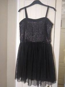 A3 IKKS Black Sequins Mini Party Dress Size 14 (L) Halloween Wednesday IKKS - Picture 1 of 13