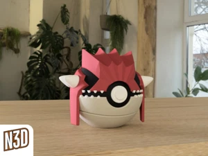 #383 Groudon Pokeball im Maßstab 1:1, 3D Druck, Pokemon, Gaming - Picture 1 of 1