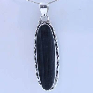 Black Tourmaline Pendant - Height: 1.75 Length: .25 - Picture 1 of 3