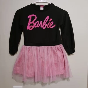 Barbie Little Girls/Toddlers French Terry Dress Black and Pink Size 6 - Picture 1 of 10